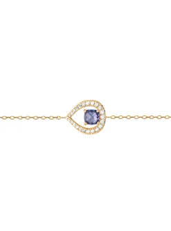 Bracelet Brillaxis plaqué or goutte bleue