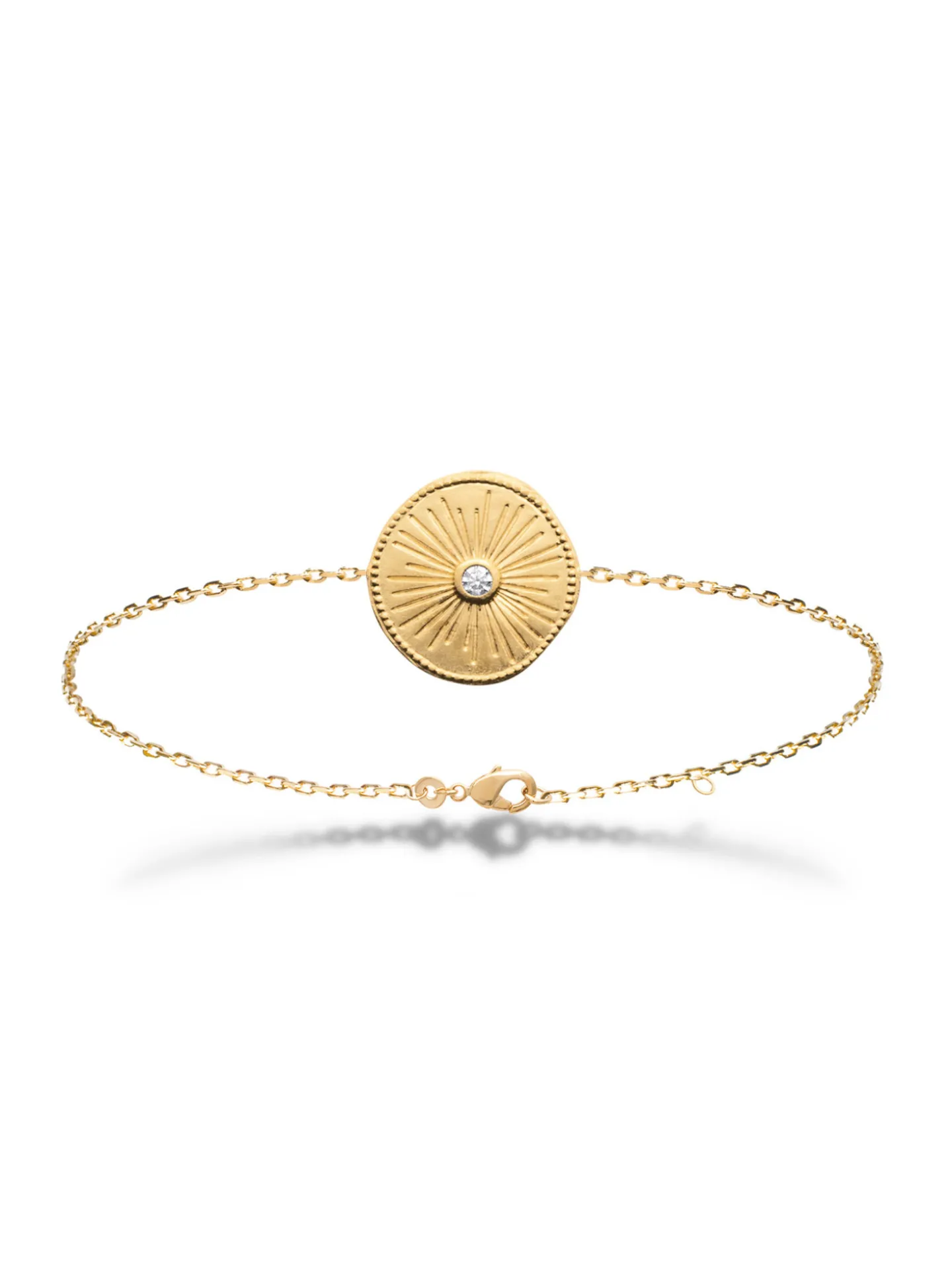 Bracelet Brillaxis Plaque Soleil plaqué or