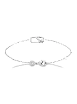 Bracelet Brillaxis rectangulaire argent rhodié_x005f_x000D_design Floral et Oxydes de zirconium