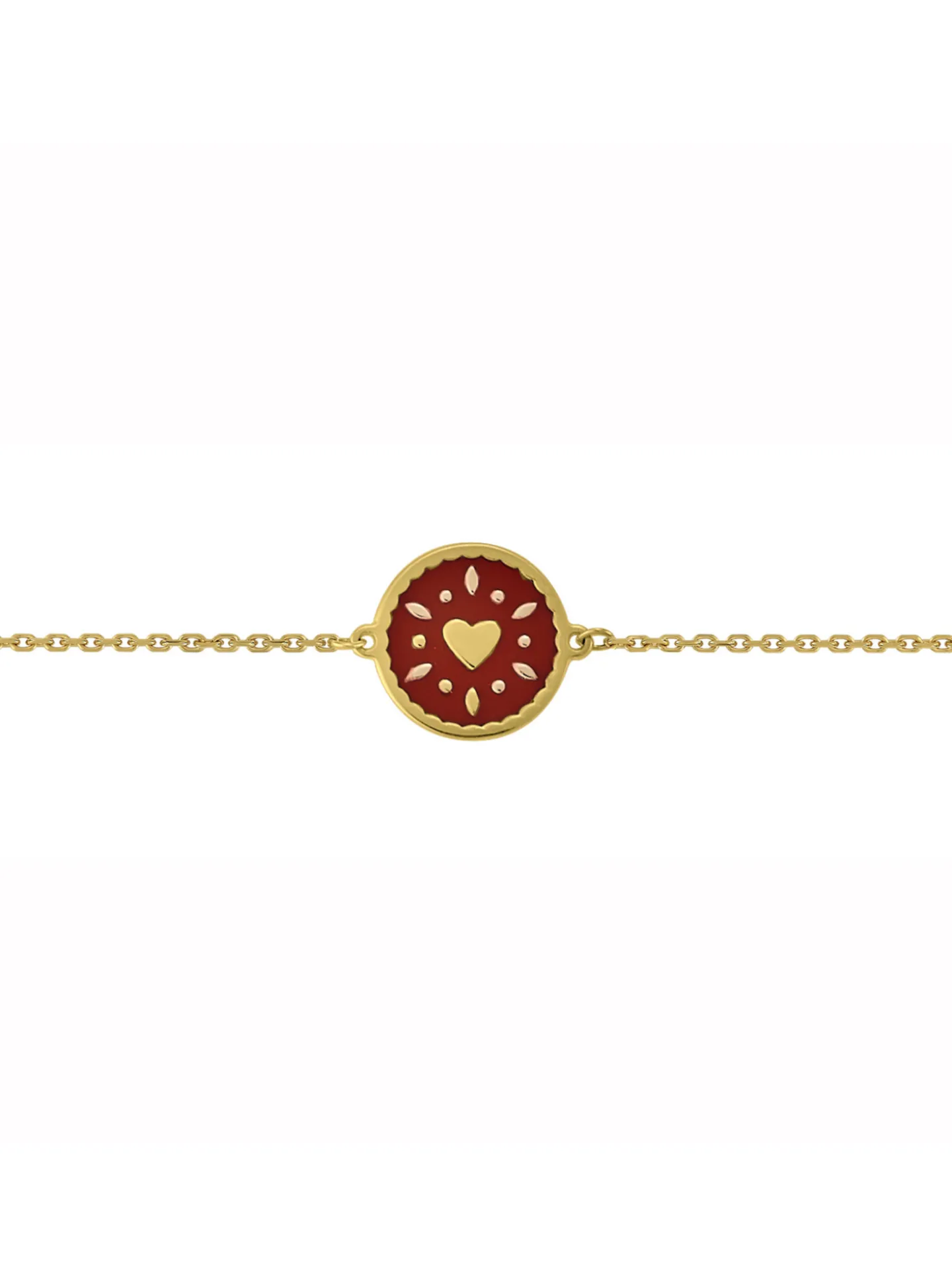 Bracelet Brillaxis rond émail rose coeur