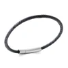 Bracelet Brilllaxis cuir gris et acier 19 cm