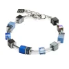 Bracelet Coeur de Lion acier onyx hématite bleu