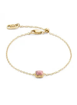 Bracelet Coeur de Lion Birthstone Juillet doré_x005f_x000D_rhodochrosite