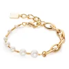 Bracelet Coeur de Lion Chunky Chain acier doré et_x005f_x000D_perles
