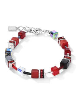 Bracelet Coeur de Lion Geocube rouge et hématite