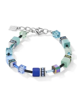 Bracelet Coeur de Lion Geocube acier bleu vert
