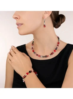 Bracelet Coeur de Lion Geocube rouge et hématite