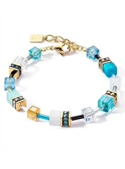 Bracelet Coeur de Lion GéoCube Iconic or turquoise