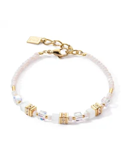 Bracelet Coeur de Lion mini cubes or et blanc