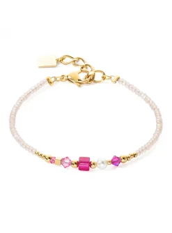 Bracelet Coeur de lion Square Stripes doré-magenta
