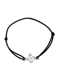 Bracelet croix basque argent sur élastique noir