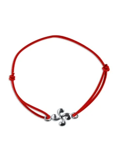 Bracelet croix basque argent sur élastique rouge