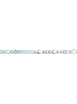Bracelet d'identité maille figaro argent rhodié