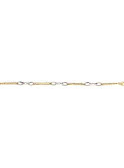 Bracelet double rang motif navette or bicolore