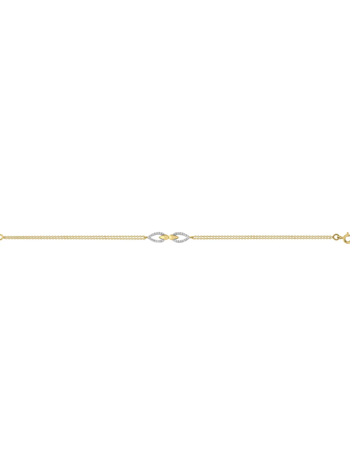 Bracelet double rang or jaune pierres blanches
