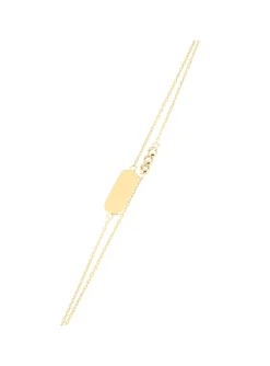 Bracelet double Zag acier doré plaque oxydes blancs