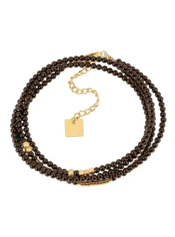 Bracelet double Zag Bijoux Zoly acier doré onyx noir