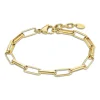 Bracelet femme LOTUS maille forçat acier doré