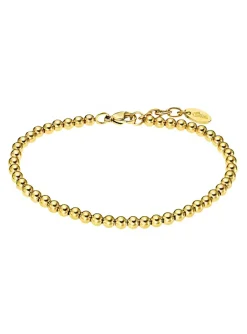 Bracelet femme maille boule Lotus acier doré