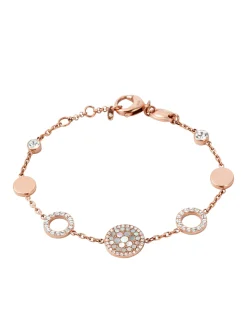 Bracelet Fossil disques acier rose empierrés
