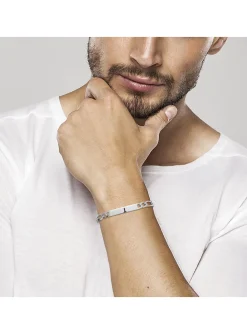 Bracelet gourmette homme Brillaxis argent rhodié