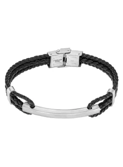 Bracelet homme Lotus Style Men In Black_x005f_x000D_cuir/plaque acier