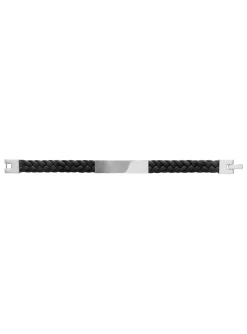 Bracelet homme Brillaxis acier cuir noir