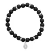 Bracelet homme Brillaxis acier agate noire mate