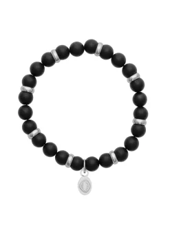 Bracelet homme Brillaxis acier agate noire mate