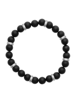 Bracelet homme Brillaxis acier agate noire mate