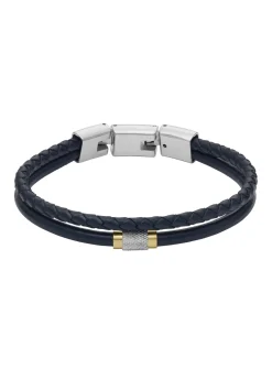 Bracelet homme Fossil double rang bleu
