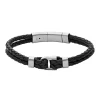 Bracelet homme Fossil Heritage D-Link cuir noir