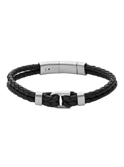 Bracelet homme Fossil Heritage D-Link cuir noir