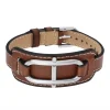 Bracelet homme Fossil Heritage D-Link cuir brun_x005f_x000D_motif ovale avec barette acier