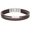 Bracelet homme Fossil triple rang marron
