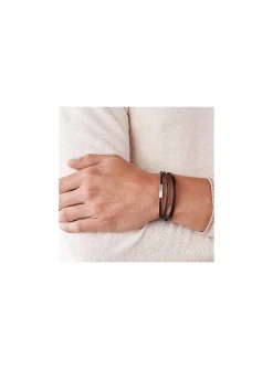 Bracelet homme Fossil triple rang marron