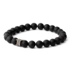 Bracelet homme Gemini agate Black Mat L