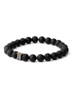 Bracelet homme Gemini agate Black Mat L