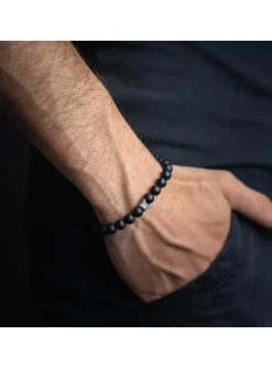 Bracelet homme Gemini agate Black Mat L