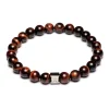 Bracelet homme Gemini oeil de tigre bordeaux L