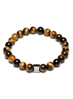 Bracelet homme Gemini perles oeil de tigre 8 mm