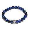 Bracelet homme Gemini perles oeil de tigre bleu 8 mm