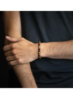 Bracelet homme Gemini perles oeil de tigre 8 mm