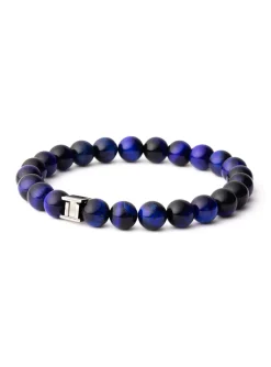 Bracelet homme Gemini perles oeil de tigre bleu 8 mm