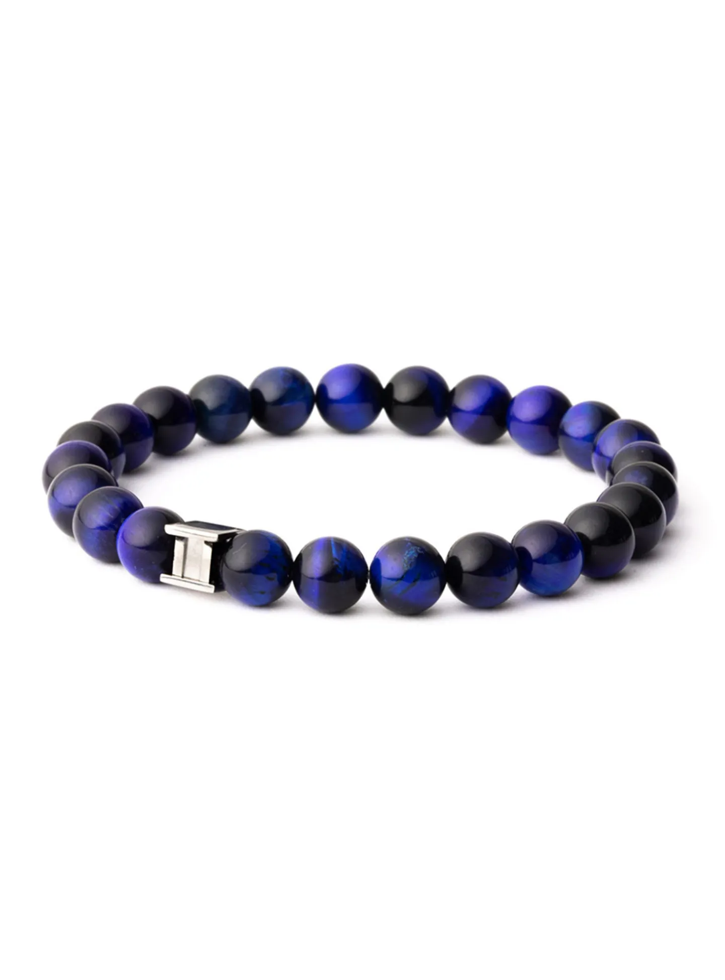 Bracelet homme Gemini perles oeil de tigre bleu 8 mm