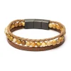 Bracelet homme Gemini triple jaspe/cuir