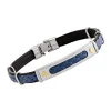 Bracelet homme Jourdan acier cuir bleu tressé vis or_x005f_x000D_collection Damian