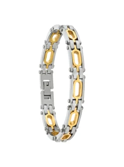 Bracelet homme Jourdan Apollo acier blanc et doré