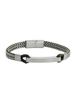 Bracelet homme Jourdan Donovan_x005f_x000D_acier et cuir vert
