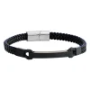 Bracelet Homme Jourdan Donovan_x005f_x000D_acier noir et cuir bleu